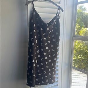 Chic Black Slip Dress with Butterfly Print